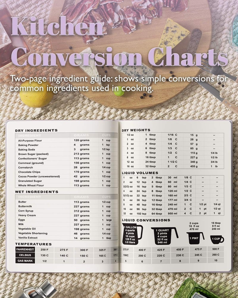 hi!SCI Blank Recipe Book to Write in Your Own Recipes, Large Recipe Notebook with 192 Pages, 7" x 10" Hardcover Recipe Journal for Family Cooking Lover (Lavender Fog) - Image 4